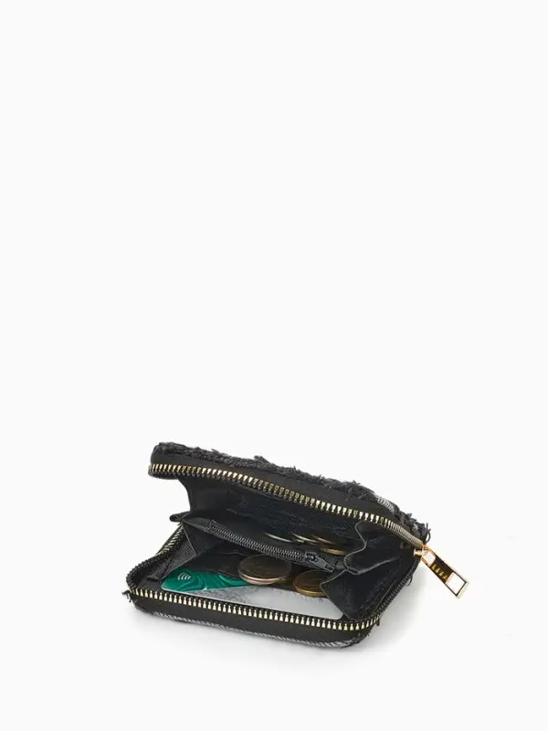 Кошелёк женский на молнии 8.5&times;2&times;11 см, джинсовый, чёрный