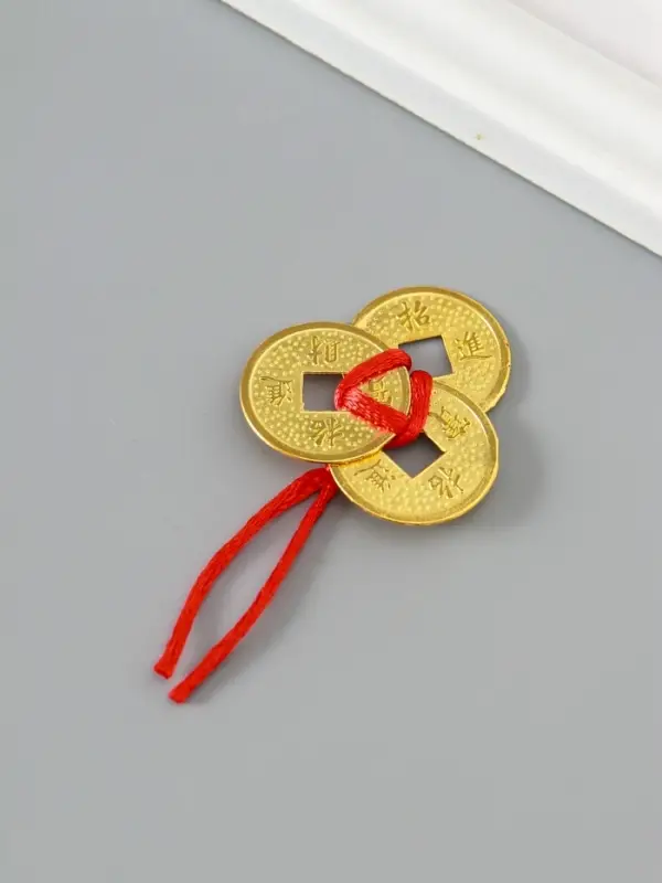 Подвеска 3 монеты денежные, d=2.5 см, под золото