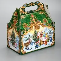 Подарочная новогодняя коробка «ЧУДО ТРОЙКА в золоте» 20×12×19 см Подарочная новогодняя коробка «ЧУДО ТРОЙКА в золоте» 20×12×19 см