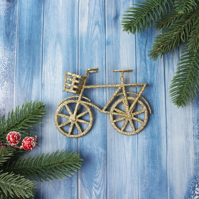 Украшение ёлочное Украшение ёлочное "Велосипед блеск" 8,х12 см, золото