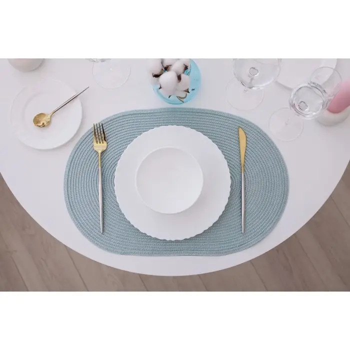 Салфетка сервировочная «Доляна. Овал», голубая, 45×30 см