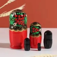 Матрёшка дерево «Хохлома», чёрная голова, 5-кукольная, 11-12 см