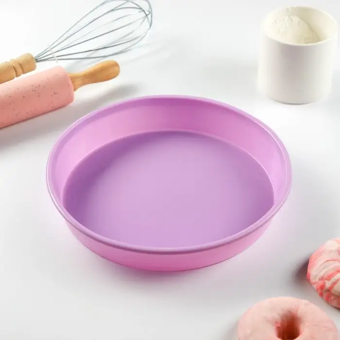 Форма для выпечки Доляна «Круг», силикон, 23×3,5 см, цвет сиреневый Форма для выпечки Доляна «Круг», силикон, 23×3,5 см, цвет сиреневый