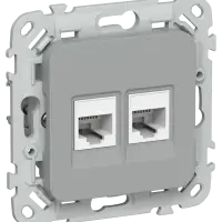 FLITE Розетка 2-местная компьютерная RJ45 категория 5Е UTP РК5е-2-0-ФлС серый IEK
