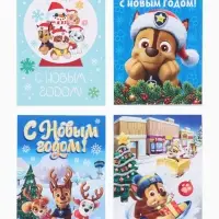 Блокнот А7, на скрепке, 16 листов, в клетку &laquo;Щеночки&raquo; МИКС