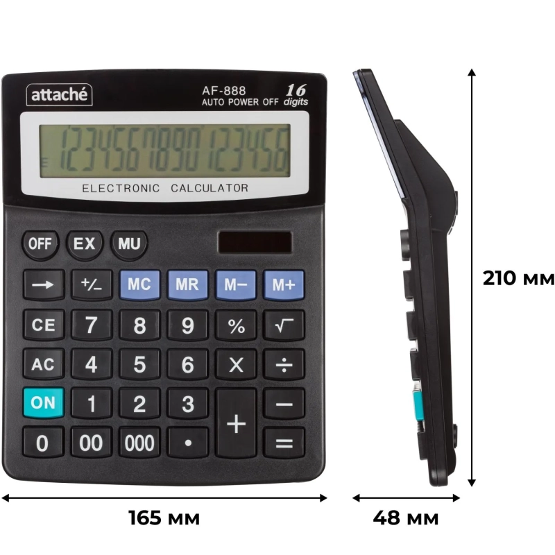 Калькулятор настольный Attache AF-888 16 разрядный черный 210x165x48 мм