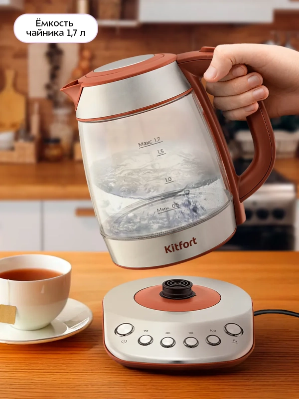Чайник электрический стеклянный КТ-6787 - 1.7 л Чайник электрический стеклянный КТ-6787 - 1.7 л
