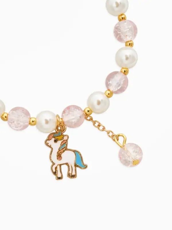 Браслет детский &laquo;Выбражулька&raquo; единорог, цвет бело-розовый в золоте