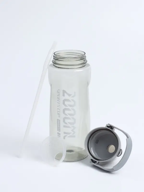 Бутылка для воды &laquo;Корни&raquo;, 2 л, с трубочкой, пластиковая, серая