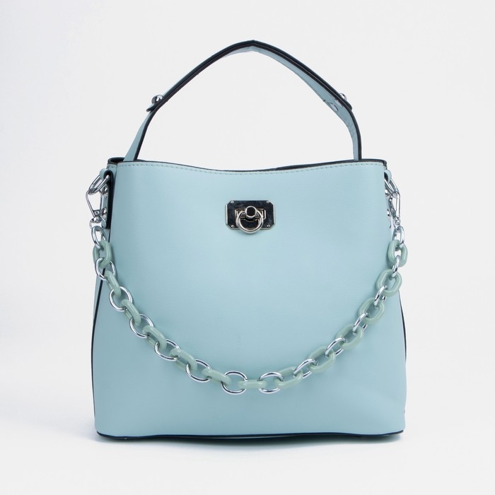 Сумка женская тоут на молнии, цвет голубой