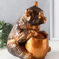 Копилка для денег &laquo;Медведь с бочонком&raquo;, гипс под бронзу, 29&times;20&times;25 см