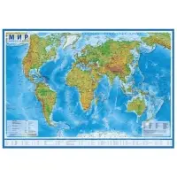 Карта Мира интерактивная, физическая, 101&times;66 см, 1:29 млн, ламинированная настенная
