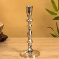 Подсвечник "Зима" 8,5х8,5х21 см, алюминий, цв. Серебро