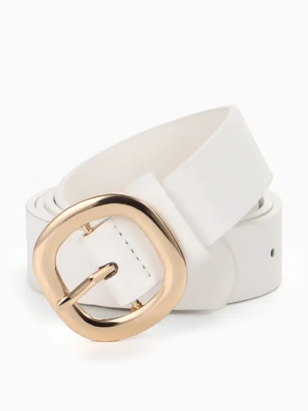 Ремень женский, 2.8&times;105 см, 1 прокол, золотистая пряжка, белый
