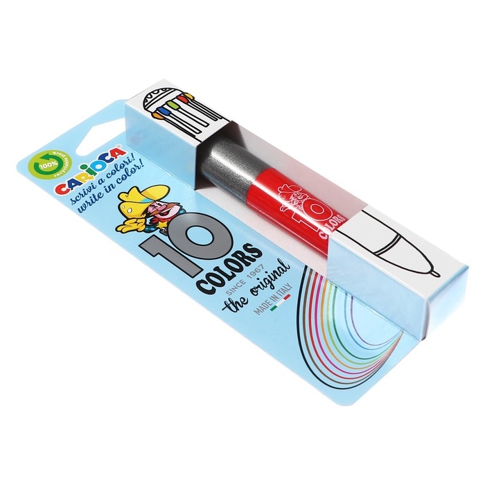 Ручка шариковая автоматическая, 10 цветов, Ручка шариковая автоматическая, 10 цветов, "Carioca", узел 1.0 мм, стандартная палитра, микс