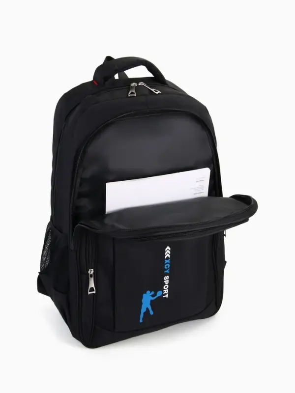 Рюкзак &laquo;СПОРТ&raquo;, со светоотражающими элементами, 2 отдела, 3 кармана, 37&times;17&times;54 см, чёрный