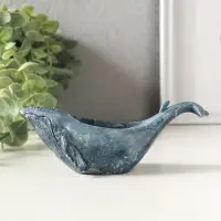 Подставка для мелочей "Кит" 6х14х5 см, гипс, серо-голубой