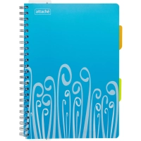 Бизнес-тетрадь А4,140 л,пласт обл, с разд,спир,ATTACHE FANTASY,голуб