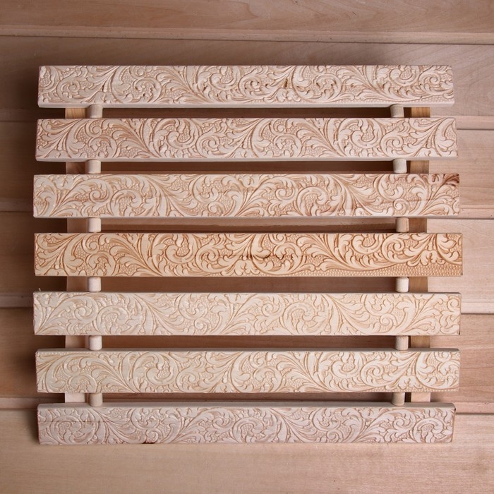 Подголовник из липы, анатомический 34х32х12 см Русский узор Подголовник из липы, анатомический 34х32х12 см Русский узор