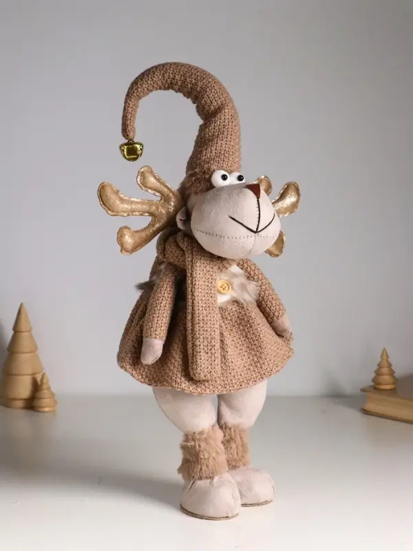 Кукла интерьерная Кукла интерьерная "Лосиха-девочка в бежевом наряде" 20х12х43 см