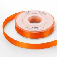 Лента атласная TEIRA, двухсторонняя, 15 мм, 25&plusmn;1 м, оранжевая №751