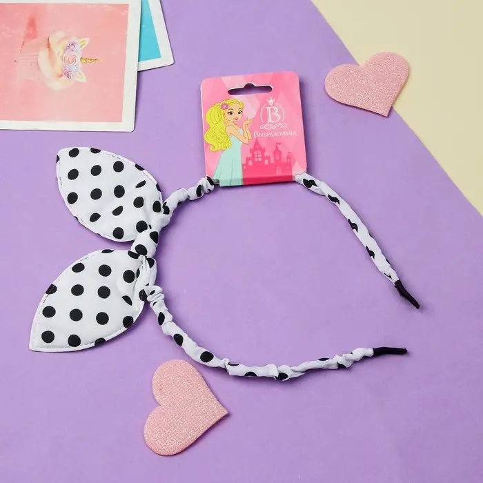 Ободок для волос «Веселые ушки», горох, белый Ободок для волос «Веселые ушки», горох, белый