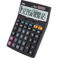 Калькулятор настольный ПОЛНОРАЗМ. Deli E1630, 12-р, дв.пит,188x140мм,черн