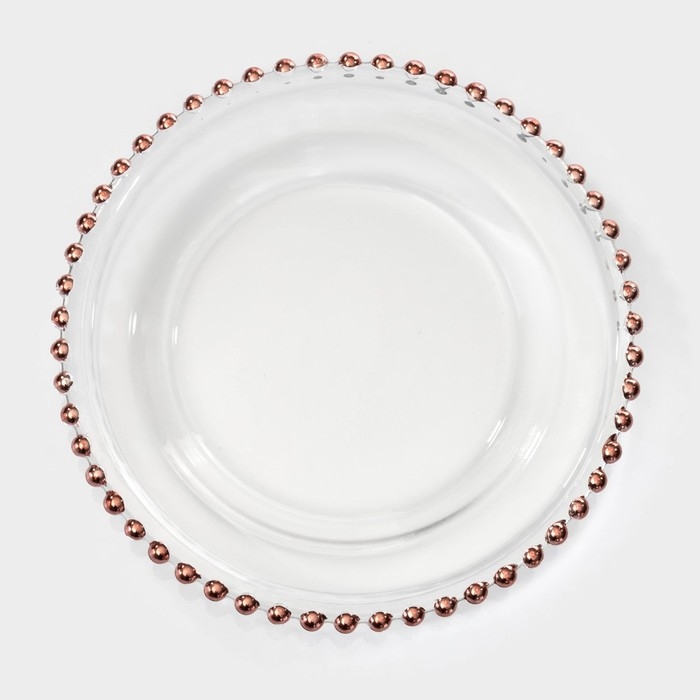 Тарелка стеклянная «Орбита», d=21 см, цвет розовое золото Тарелка стеклянная «Орбита», d=21 см, цвет розовое золото