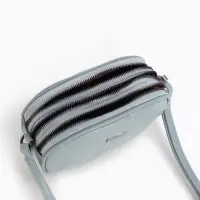 Сумка женская кросс-боди на молнии, 19&times;7&times;15 см, со стёжкой, серо-синяя