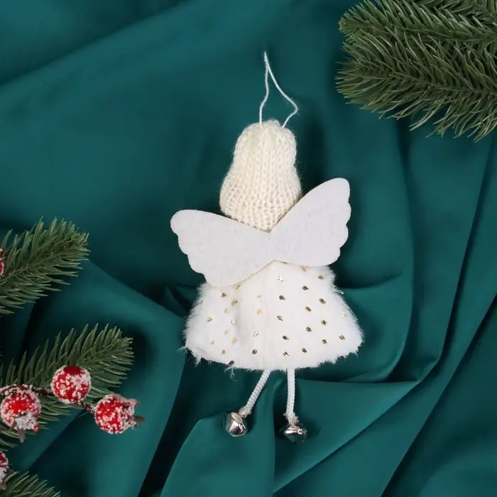 Мягкая подвеска Мягкая подвеска "Алиса" горошек, 13х6 см, бело-золотой