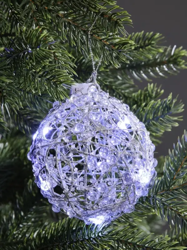 Подвеска световая &laquo;Снежок&raquo;, 10 см, 10 LED, от батареек AG13&times;3, свечение белое