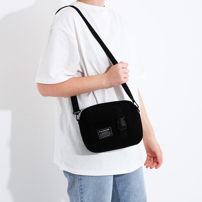 Сумка молодёжная на молнии, 1 наружный карман, цвет чёрный Сумка молодёжная на молнии, 1 наружный карман, цвет чёрный