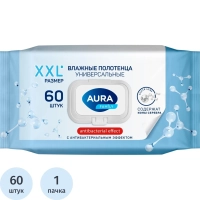 Полотенца влажные AURA FAMILY с антиб.эфф. big-pack с крышкой 60шт/уп КК/10