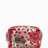 Косметичка женская Cherry, для бассейна, на молнии, прозрачная, красная