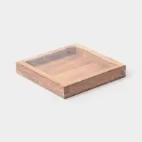 Доска для подачи "Бургер", с двухсторонним бортиком, 17x17 см, дуб