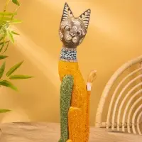 Сувенир «Кошка», 60×14×6 см, дерево, коричневый, МИКС