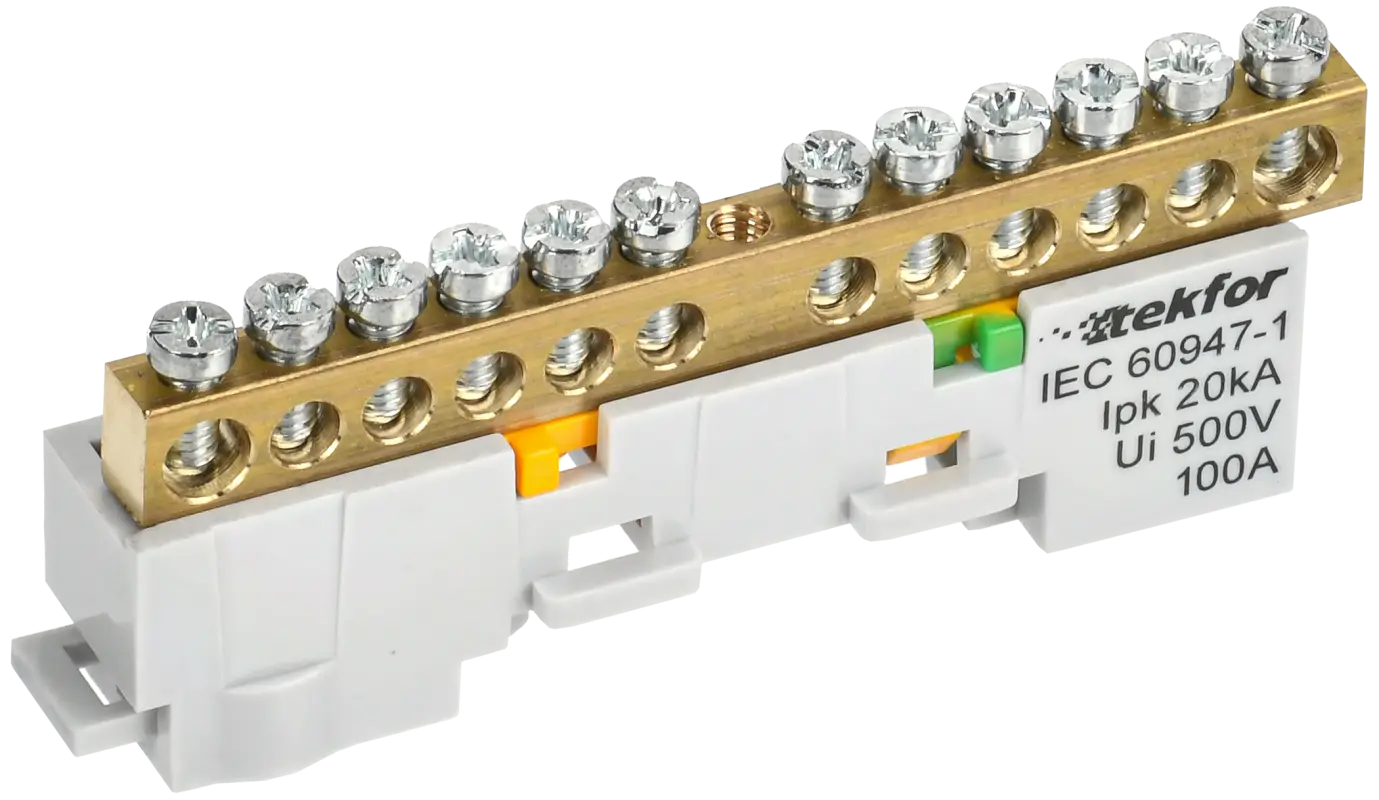 TEKFOR Шина PE земля неизолированная на универсальном держателе 6х9-12-Ж IEK