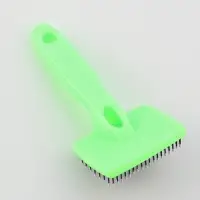 Пуходерка малая, 6&times;13.5 см, мягкая, с закруглёнными зубьями, пластик, зелёная