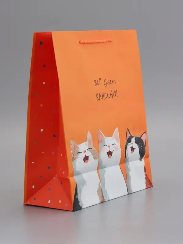 Пакет подарочный, ламинированный, "Все будет классно" , 26 х 12 х 32 см