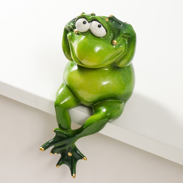 Сувенир полистоун лак  Сувенир полистоун лак "Лягуха - не вижу, не слышу, не скажу" 18,5х13х8 см МИКС