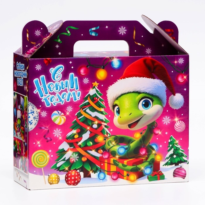 Новый год. Подарочная коробка новогодняя Серпантинки 23 х 8,5 х 23 см. Новый год. Подарочная коробка новогодняя Серпантинки 23 х 8,5 х 23 см.
