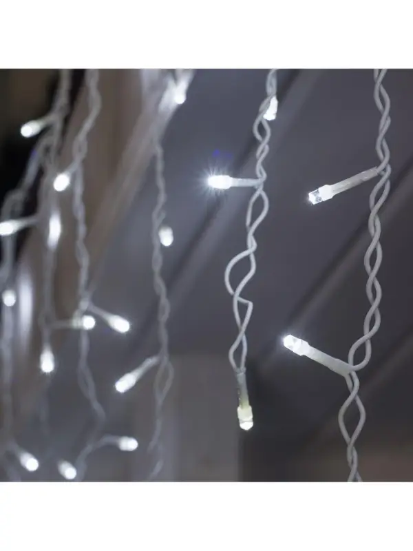Гирлянда &laquo;Бахрома&raquo; 3&times;0.6 м, IP44, УМС, белая нить, 160 LED, свечение белое, мерцание белым, 220 В