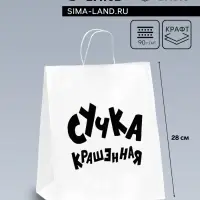 Пакет подарочный с приколами, крафт «Крашенная», белый, 24×14×28 см Пакет подарочный с приколами, крафт «Крашенная», белый, 24×14×28 см