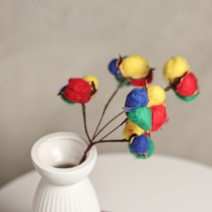 Декор сухоцвет Декор сухоцвет "Хлопок" d-5 см, 30 см, микс набор 5 шт