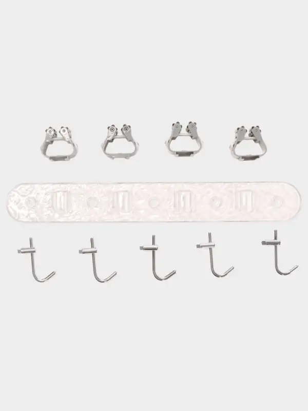 Держатель для швабр настенный самоклеящийся, прозрачная основа, 4 отделения, 42.5&times;6&times;6 см