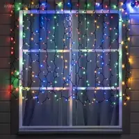 Гирлянда &laquo;Занавес&raquo; 2&times;1.5 м, IP65, УМС, тёмная нить каучук, 300 LED, свечение мульти, 220 В