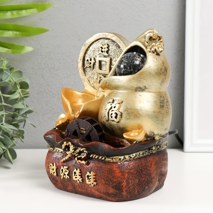 Фонтан настольный от сети Фонтан настольный от сети "Китайская монета богатства" 11х14х20 см