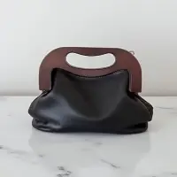 Ручка-фермуар для сумки, деревянная, на магнитах, с креплением, 27&times;12&times;2.5 см, коричневая