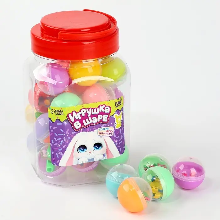 Игрушка - сюрприз «Зайчик», в банке, 30 шт., МИКС Игрушка - сюрприз «Зайчик», в банке, 30 шт., МИКС
