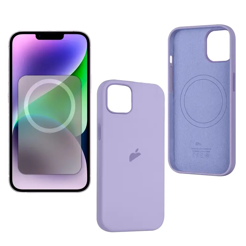 Чехол iPh 14 Silicon Case 100% ORG Lilac (MagSafe + анимация NFC Clear) c LOGO